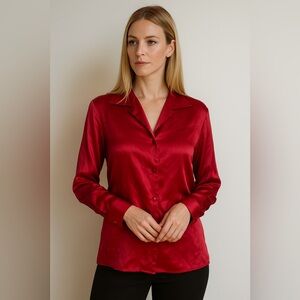 Anna And Frank Vibrant Red Silk Top